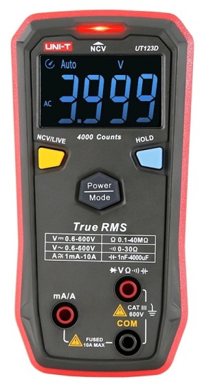 UNI-T digital multimeter UT123D, True RMS, NCV, AC/DC