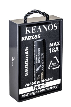 Keanos® ΚΝ2655 26650 Type – C Επαναφορτιζόμενη Μπαταρία 5.500mAh