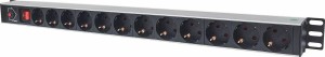 Manhattan 714044 Regleta Rack 19 con 12 enchufes e interruptor Negro