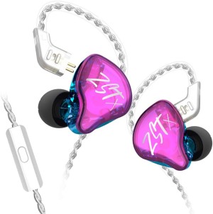 KZ ZST X Purple With Mic - IEM 3,5 In Ear Monitor Earphones, Dynamic Hybrid Dual Driver 1BA+1DD,  2x