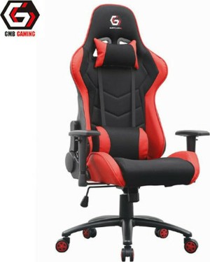 Gembird GC-01 Stoff-Gaming-Stuhl mit verstellbaren Armlehnen, Schwarz/Rot
