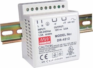 Mean Well Τροφοδοτικό Ράγας DR45-12 με Έξοδο 12V και Ισχύ 42W 3.5A