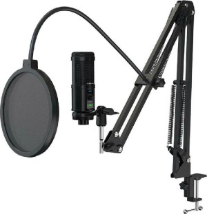 Microfono a condensatore CABLETIME MP02-AB, con filtro pop e paravento, USB