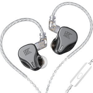 KZ DQ6 Grey With Mic - IEM 3,5 HBB Tuned Improved In Ear Monitor Earphones, 3DD Dynamic
