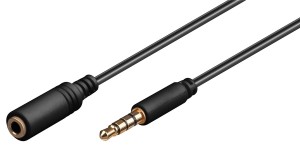 Goobay Καλώδιο Ήχου TRRS 3.5mm male - 3.5mm female Μαύρο 5m με Επίχρυσους Ακροδέκτες 62481