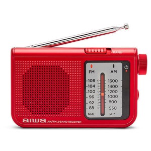 Aiwa RS-55 Radio a batteria con altoparlanti integrati - AM, FM - Jack stereo da 3,5 mm - Rosso RS-55/RD