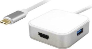POWERTECH docking station PTH-042, 4 θυρών, USB-C σύνδεση, 4K, γκρι