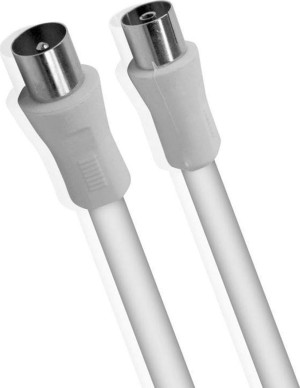 POWERTECH Antennenkabel CAB-V017, Stecker auf Buchse, 5m, weiß