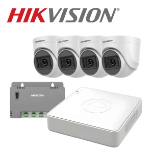 Hikvision Ολοκληρωμένο Σετ CCTV Με 4κάναλο Καταγραφικό + 4 κάμερες + Τροφοδοτικό