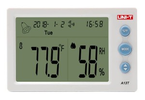 Termómetro e higrómetro UNI-T A13T, función reloj y alarma
