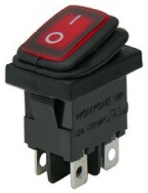 INTERRUTTORE BASCULANTE MINI 4P CON LUCE ON-OFF 10A/250V IP65 ROSSO WR6210 HNO