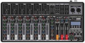 Audien KG-DM10 10-Kanal-Analogkonsole mit Phantomspeisung, 10 XLR-Eingängen und Bluetooth