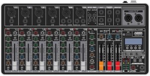 Consola analógica Audien KG-DM10 de 10 canales con alimentación fantasma y 10 entradas XLR y Bluetooth