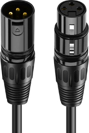 CABLETIME AV350 Cavo per microfono XLR, 3P, M/F, 24AWG, 5m, nero