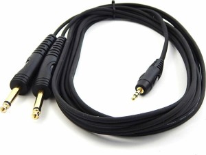 Bridgecable TPC-019 Cable de Señal Jack Estéreo 3.5mm Macho a 2x Jack 6.3mm Mono Macho, Longitud 1,5m