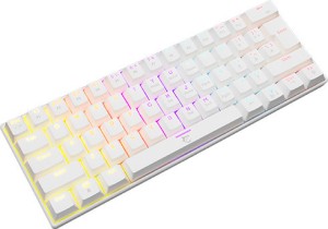 White Shark Shinobi Gaming Mechanical Keyboard 60% with Outemu Blue switches and RGB lighting (English US) White