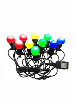 Lichterkette 10 Meter mit 20 Lampen 0,5 W 600 lm für den Außenbereich IP44 Multicolor RGB+Gelb Wasserdicht 7438 V-TAC