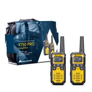 Midland XT 50 PRO Hobby & Work σετ 2 ασυρμάτων PMR446/LPD με 85 κανάλια, 500mW, εμβέλεια έως 8km, 121 υποτόνους, VOX, Scan, ακουστικά και βαλιτσάκι.