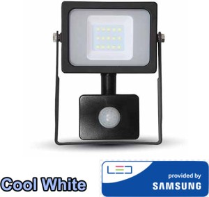 V-TAC VT-10-S Στεγανός Προβολέας LED 10W Ψυχρό Λευκό 6400K με Αισθητήρα Κίνησης IP65 SKU438-6400K