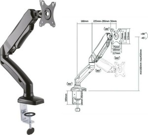 VALUE - 17.99.1155-4 - Screen Desk Arm 6.5kgr 2 Joints Pneumatic