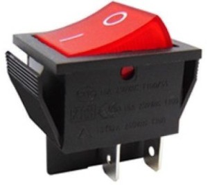 Rocker switch large 4P ON-OFF 16A/250V RED RK1-01 2X1 B/R 0- SOKEN