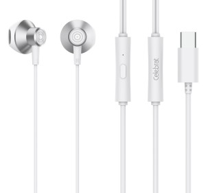 CELEBRAT earphones with microphone D14, USB-C, 1.2m, white