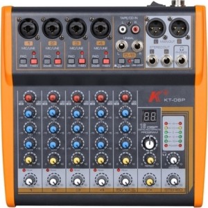 Consola de audio Audien KT06P de 6 canales con tarjeta de sonido USB incorporada y efectos