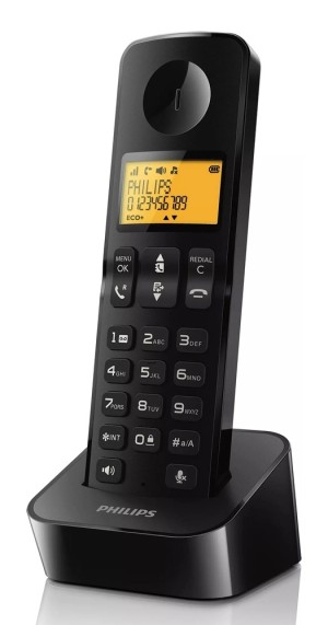 Telefono cordless PHILIPS D2601B-34, con menu greco, nero