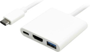POWERTECH docking station PTH-038, 3 θυρών, USB-C σύνδεση, 4K, λευκό