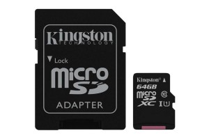 Kingston, SDC10G2/64GB, microSDXC 64GB, Klasse 10, U1 mit Adapter (45MB/s)