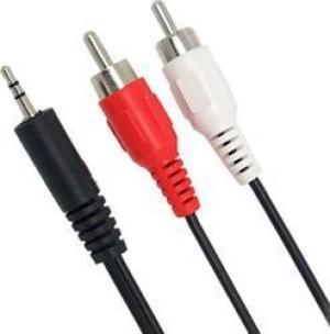 Powertech, CAB-R007, Kabel 1.5 m, Klinke 3.5 mm. in 2 Cinch