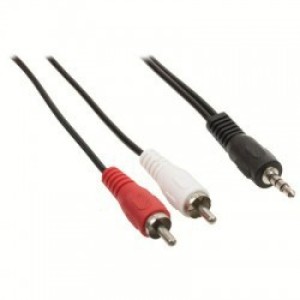 Valueline, VLAP 22200B15.00, Cable 15m. 2x RCA male - 3,5mm Stereo male
