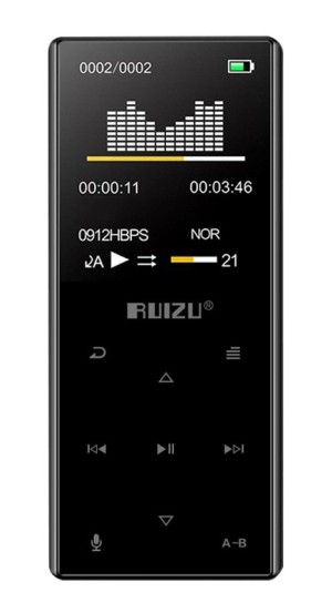 RUIZU MP3-Player D29 mit Lautsprecher, 1.8, 16 GB, BT, griechisches Menü, schwarz