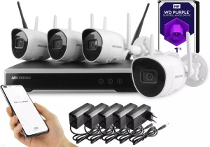 Sistema CCTV Wi-Fi integrado Hikvision con 4 cámaras NK42W0H-1T(WD)