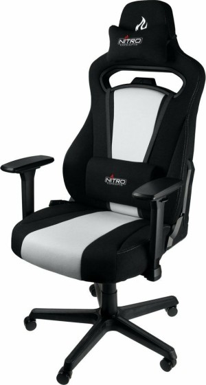 Nitro Concepts E250 Gaming-Stuhl – Hochwertiger Stoff und Kaltschaum – Schwarz Weiß