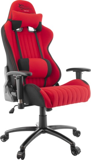 Silla de juego de tela White Shark Red Devil con brazos ajustables, color rojo