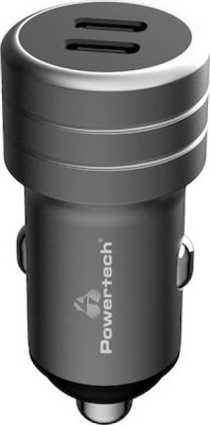 POWERTECH φορτιστής αυτοκινήτου PT-1149, 2x USB-C, 100W PD, γκρι