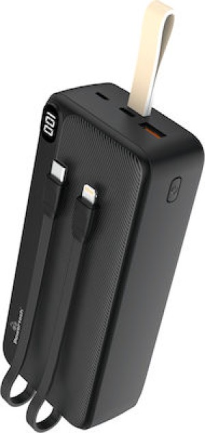 POWERTECH power bank με καλώδια και οθόνη PT-1064 20000mAh, 22.5W, μαύρο