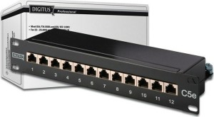 Panel de conexión Digitus DN-91512S Cat5e STP con 12 puertos negro