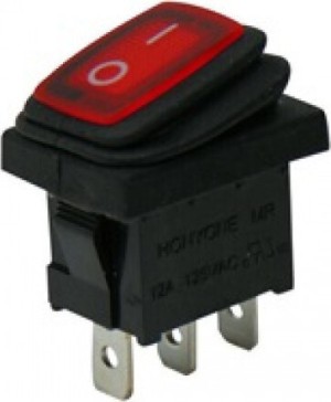 INTERRUPTOR BASCULANTE MINI 3P CON LUZ ON-OFF 10A/250V IP65 ROJO WR1110 HNO