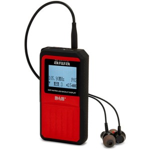 RADIO DIGITAL DE BOLSILLO AIWA CON DAB+ Y AURICULARES ROJO RD-20DAB/RD