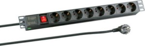 EFB EFB Multi-socket Rack 19 with 8 Sockets 1.6m & Switch Black