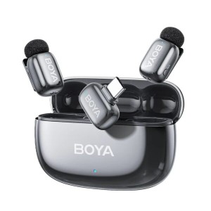 BOYA mini 2 Type-C Space Gray, 2,4GHz 2mic Wireless AI-ANC Mic w. Charging Box Mono/stereo/safety-tr