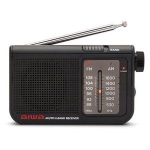 Aiwa RS-55 Radio a batteria con altoparlanti integrati - AM, FM - Jack stereo da 3,5 mm - Nero RS-55/BK