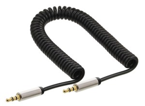 POWERTECH Audiokabel 3.5 mm CAB-J058, Spirale, vergoldet, 1.8 m, schwarz