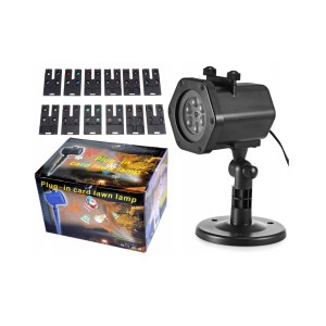 Προβολέας XL-717  LED RGBW 4.2Watt Με 12 Διαφορετικές Κάρτες Σχεδίων - Παραστάσεων, Με Τροφοδοτικό 220VAC
