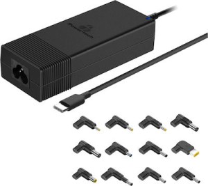 POWERTECH φορτιστής laptop PT-1256 με 12 βύσματα, USB-C PD, 90W, μαύρος