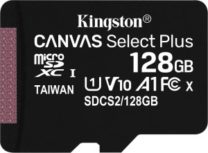 Kingston Canvas Select Plus 128 GB microSDXC nero, A1, Classe 10, V10 (SDCS2/128GBSP)