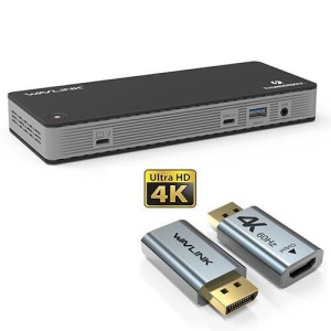Wavlink Thunderbolt 3 Docking Station με DisplayPort 4K PD Ethernet και συνδεση 2 Οθονών Μαύρο (WL-UTD21H)