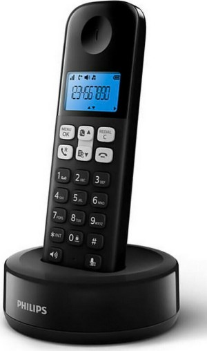 Teléfono inalámbrico PHILIPS D1611B/34, con menú griego, negro